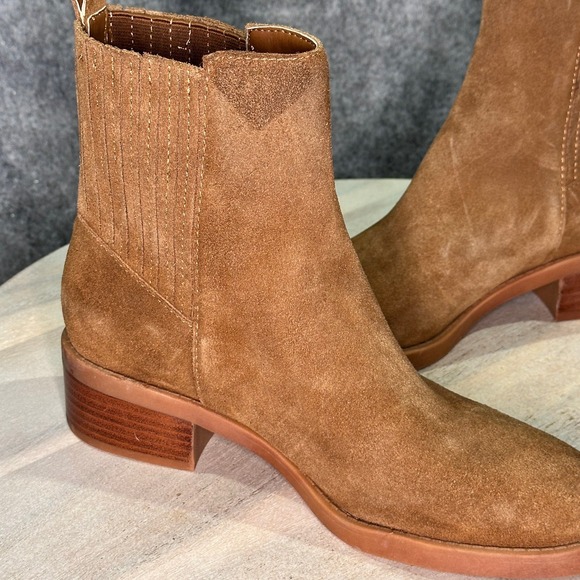 Dolce Vita Farlin Chelsea Bootie Size 7.5 Camel Brown Leather Pull On Boots - Picture 5 of 15